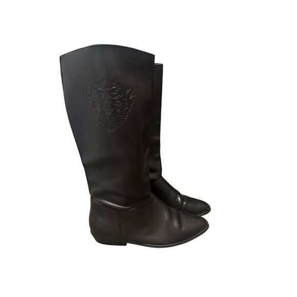 Westies Black Genuine Leather Knee High Boots,‎ 9M - Picture 1 of 5